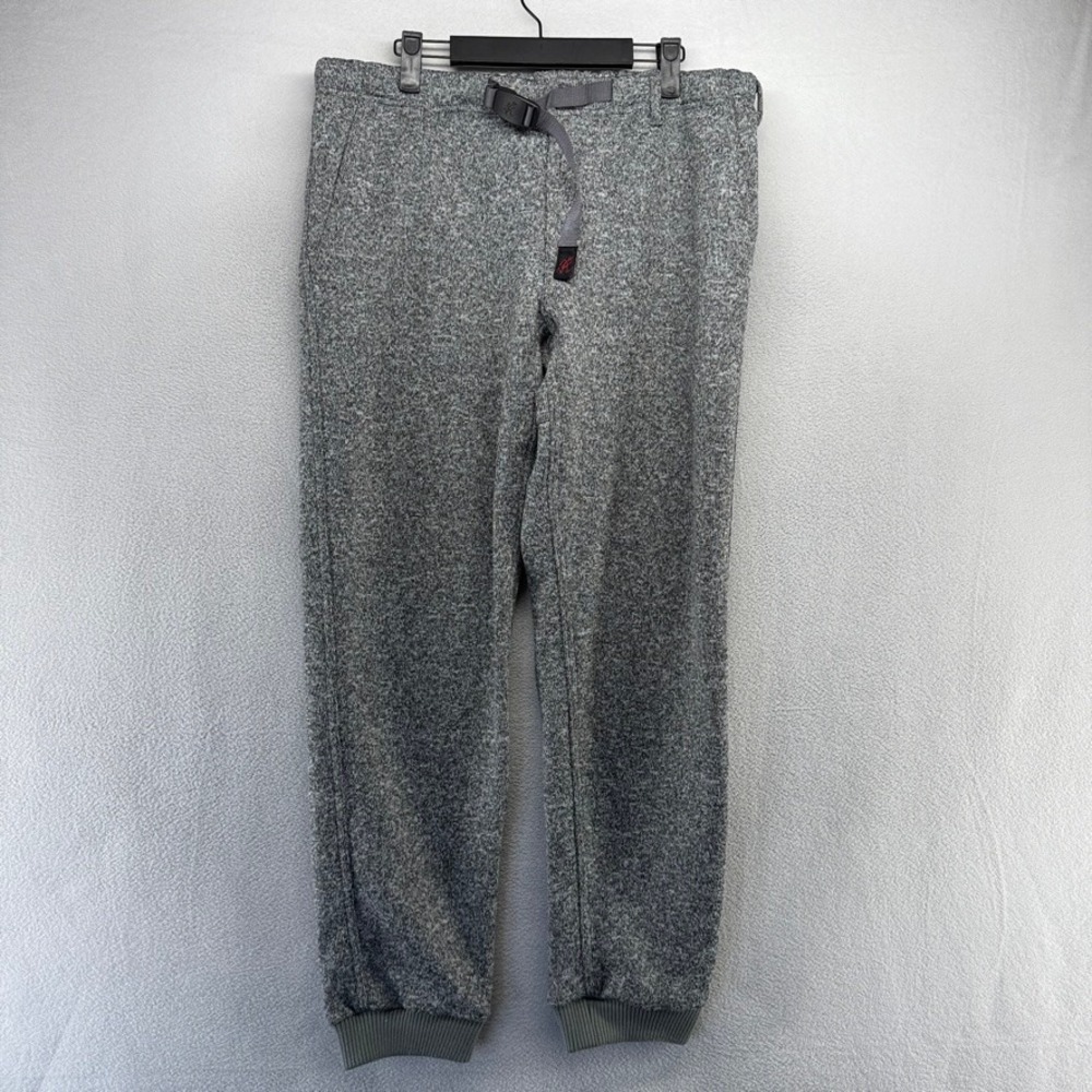 Vintage Gramicci Pants men's Large Gray Knit Fleece CUffed Joggers Belted USA